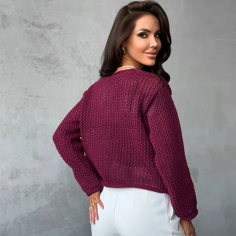 Short Knit Cardigan with Pockets