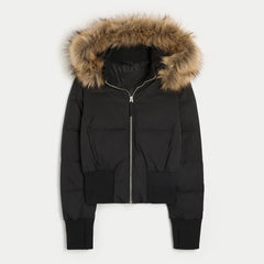 Fur-Collar Hooded Jacket