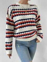 Striped O-Neck Knit Sweater