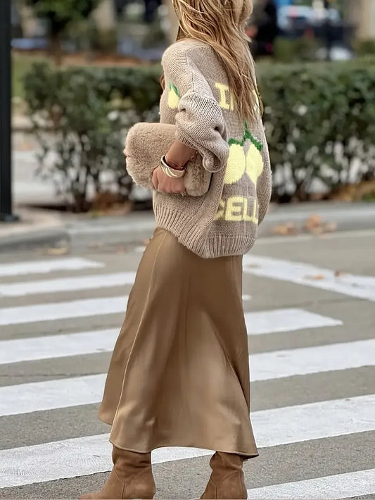 Lantern Sleeve Knit Cardigan