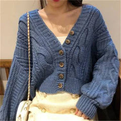 Vintage V-Neck Button Knit Cardigan