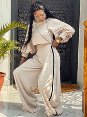 Solid Loose Blouse Pants Set