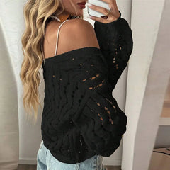 V-neck Crochet Knit Cardigan