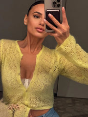 Hollow Out Knit Cardigan