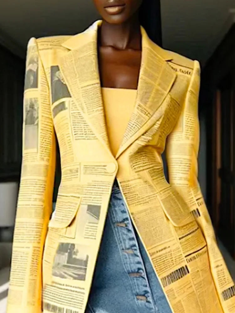 High Street Newspaper Printed Blazer