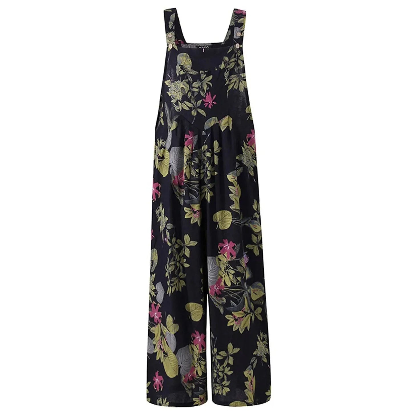 Floral Square Neck Cotton Jumpsuit