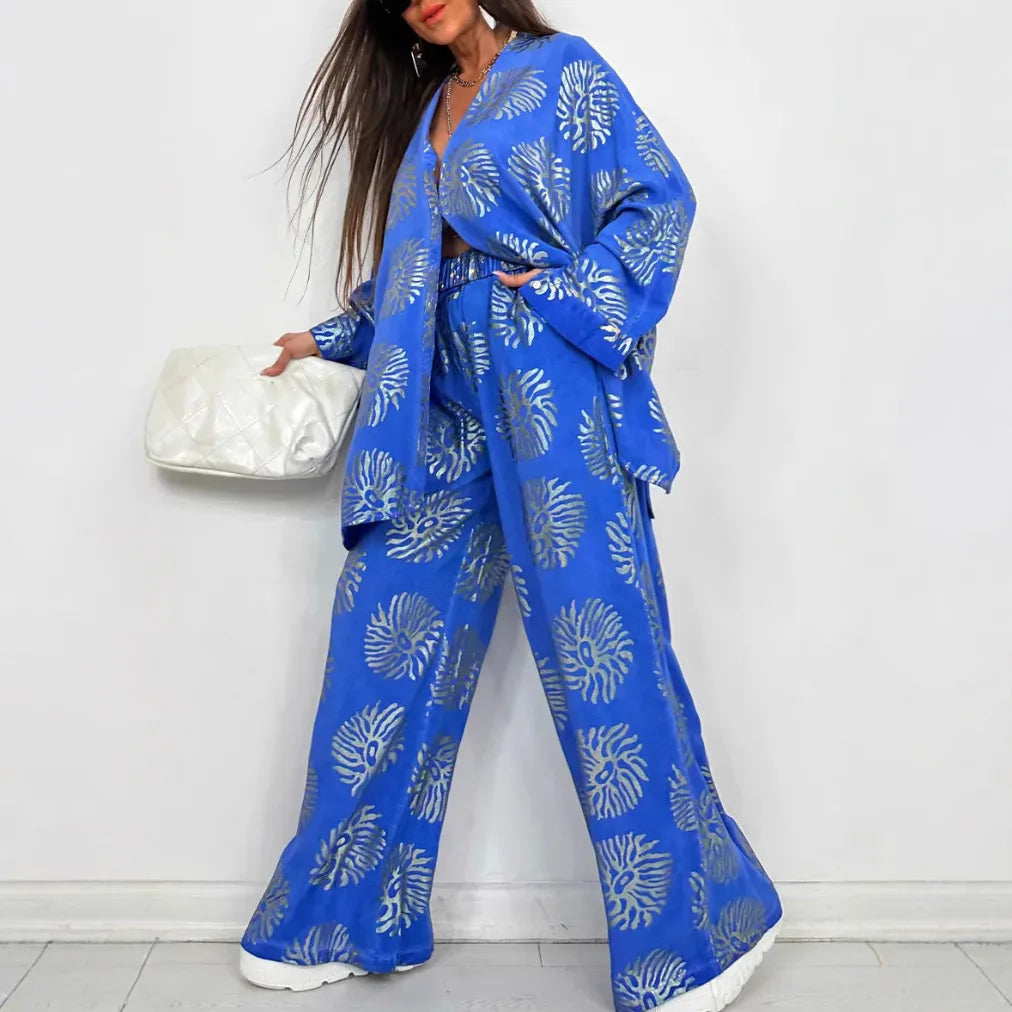 Oversized Print Shirt and Pants Set
