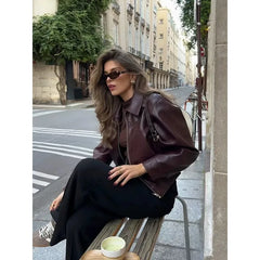 Simple Lapel Leather Jacket