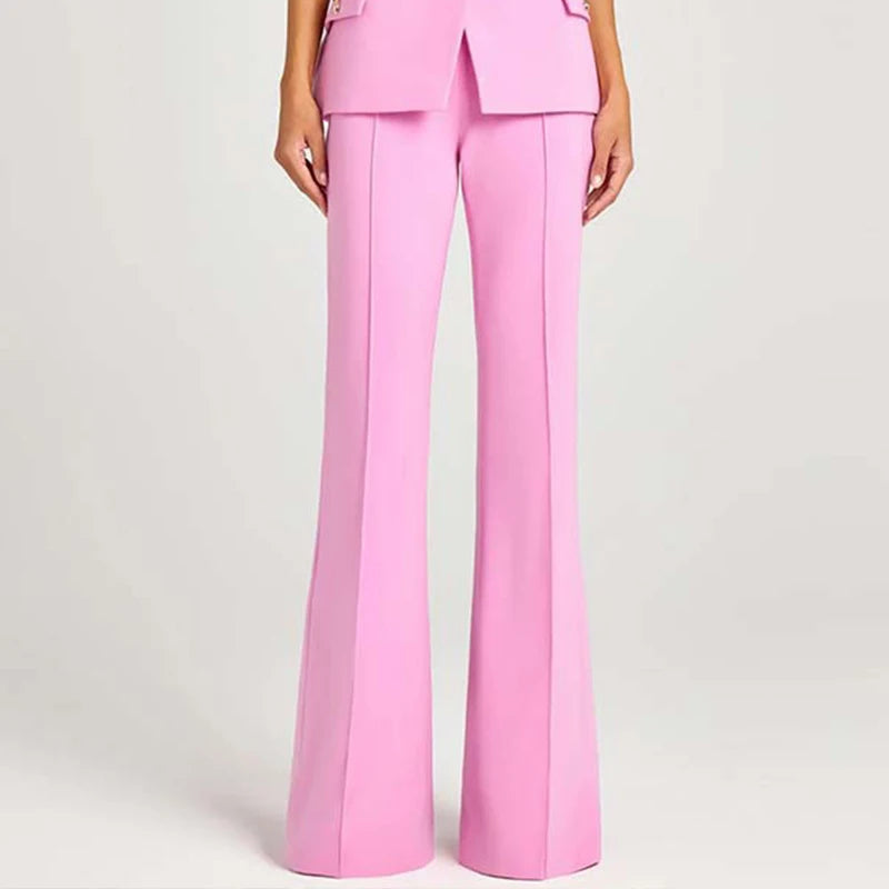 Solid Blazer Three Piece Set