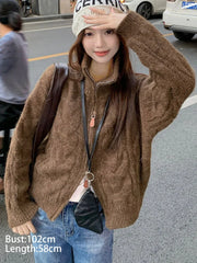 Turtleneck Zipper Knit Cardigan