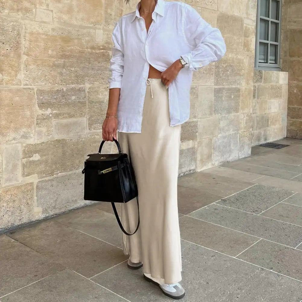 High Waist Satin Maxi Skirt