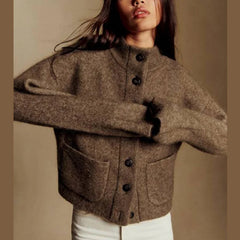 Wool Blend O-Collar Jacket