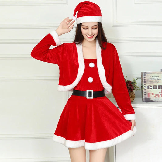 Warm Velvet Santa Dress with Jacket