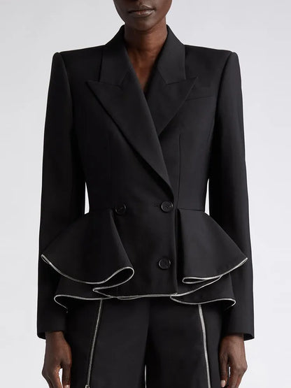 Notched Collar Solid Blazer