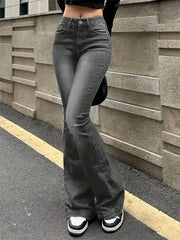 High Waist Black Flare Jeans