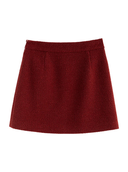 Women’s Red Christmas Three-Piece Skirt Suit