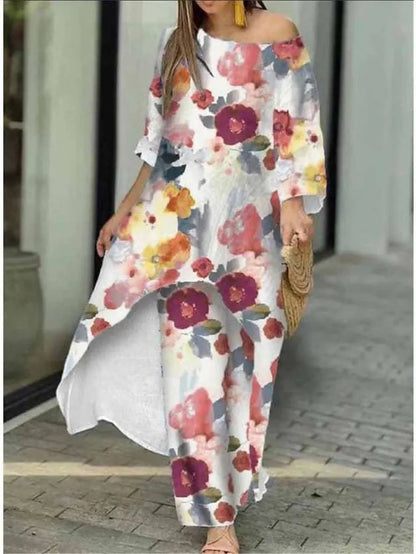 Floral Patchwork Wide Leg Set