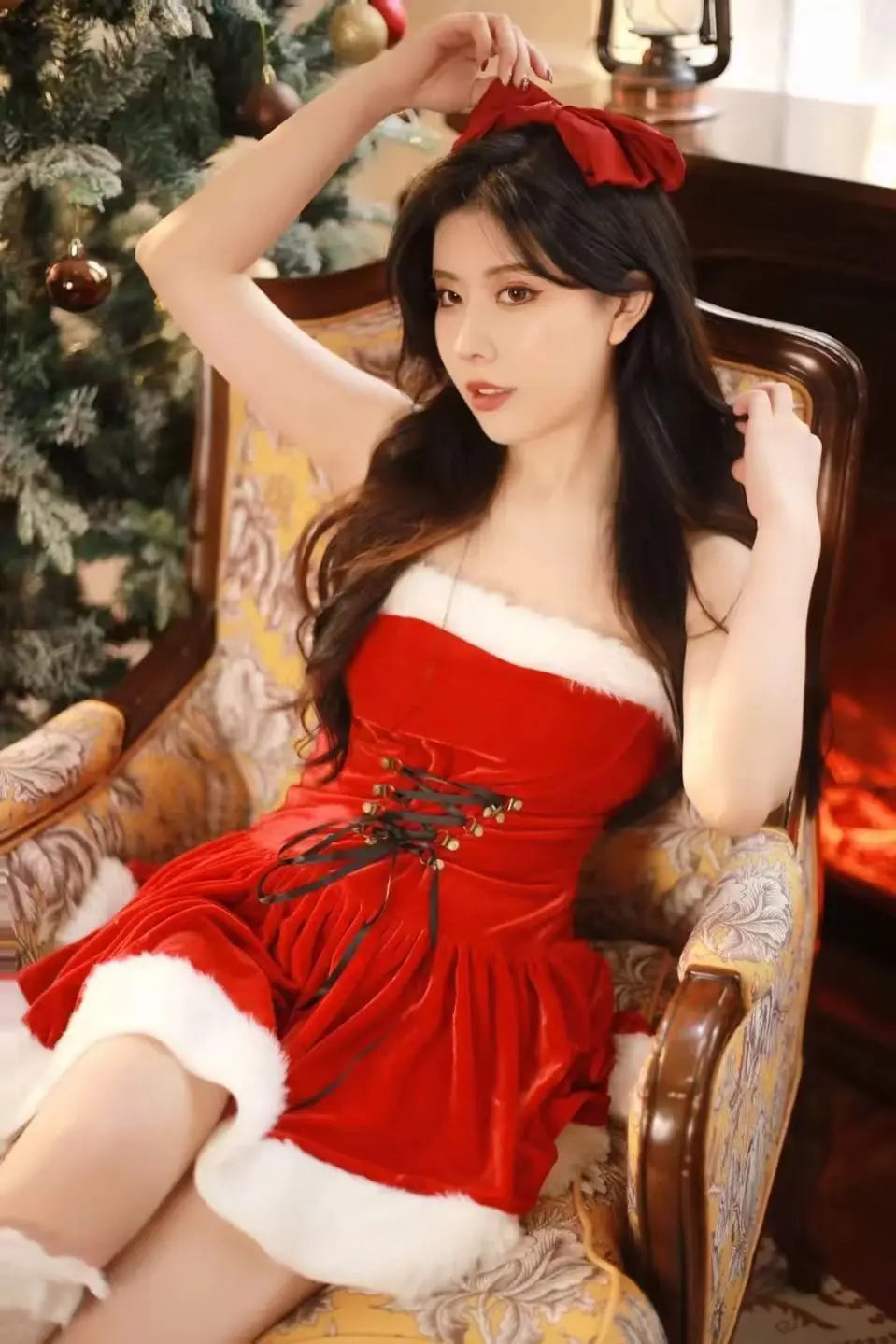 Velvet Santa Claus Mini Dress