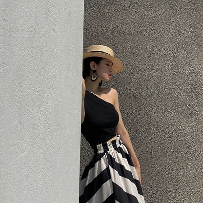 Vintage Striped Maxi Skirt
