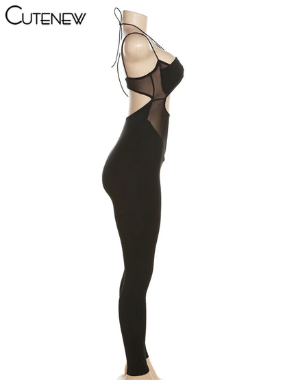Mesh Spaghetti Strap Jumpsuit