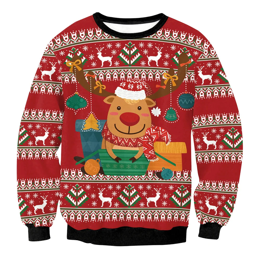 3D Reindeer Christmas Sweater