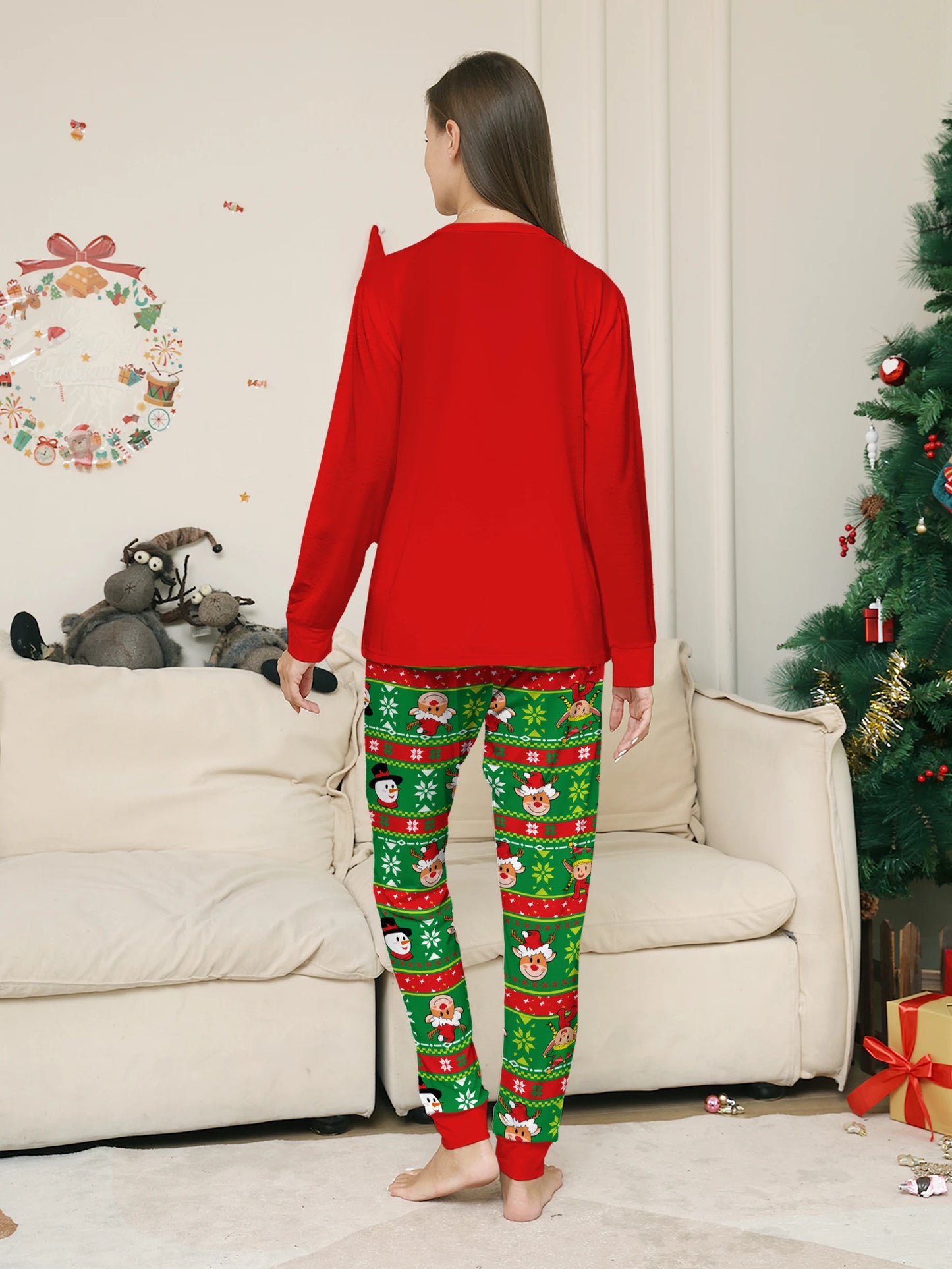 Reindeer & Snowman Print Pajama Set