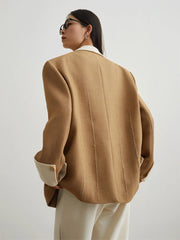 Button Down Suit Jacket with Contrast Lapel