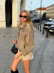 Short Suede Zipper Jacket