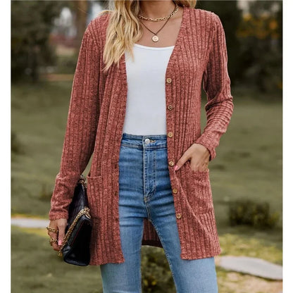 V-Neck Button Knit Cardigan