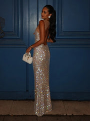 Mesh Square Neck Rhinestone Dress