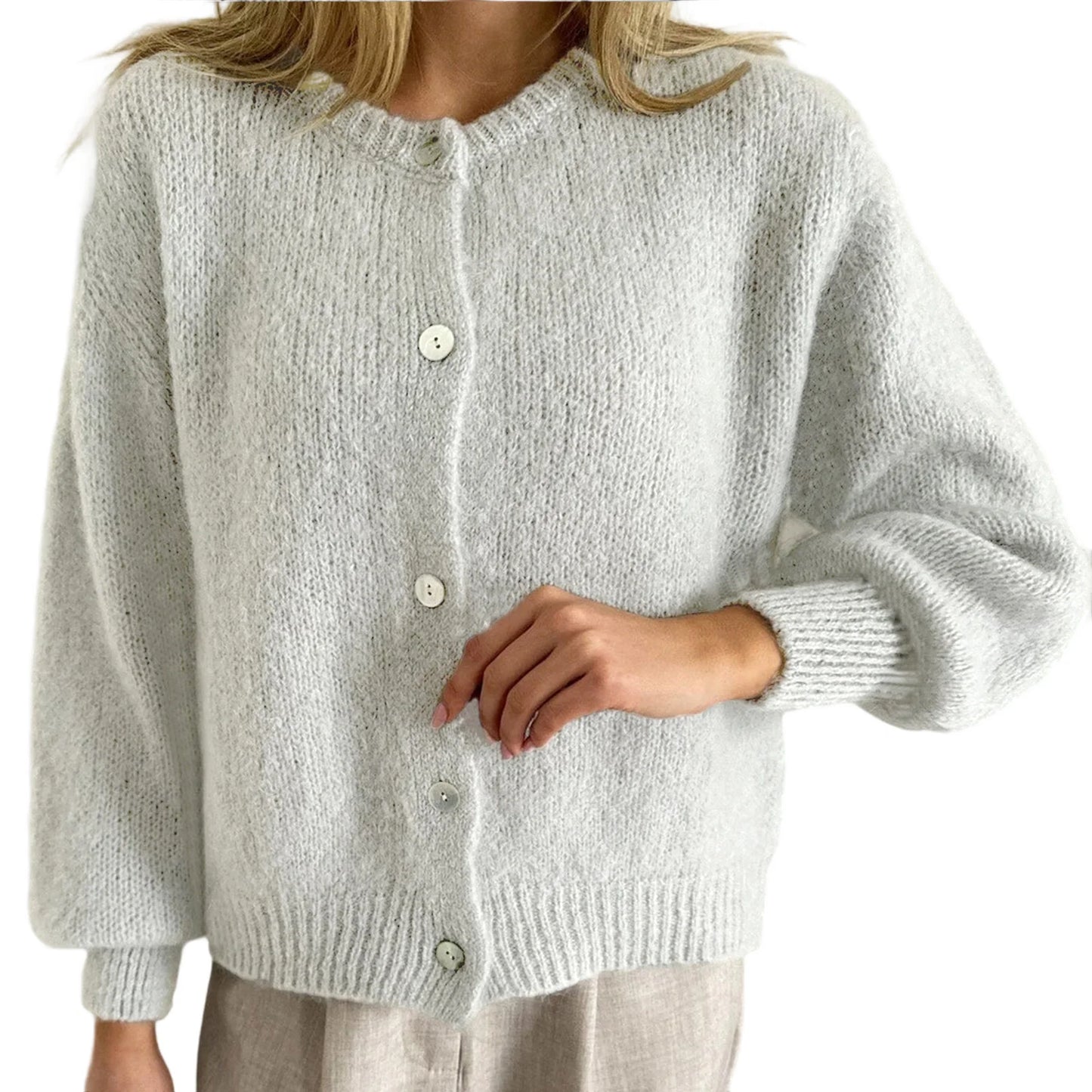 Single-Breasted Long Sleeve Knit Sweater