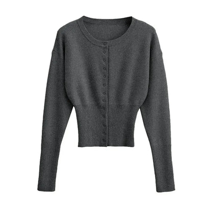 Round Neck Button Knit Cardigan