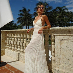 Solid Textured Spaghetti Strap Dress