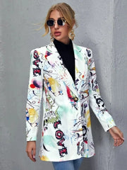 Graffiti Print Blazer Jacket
