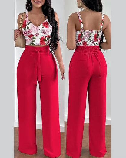 V Neck Shirred Crop Set