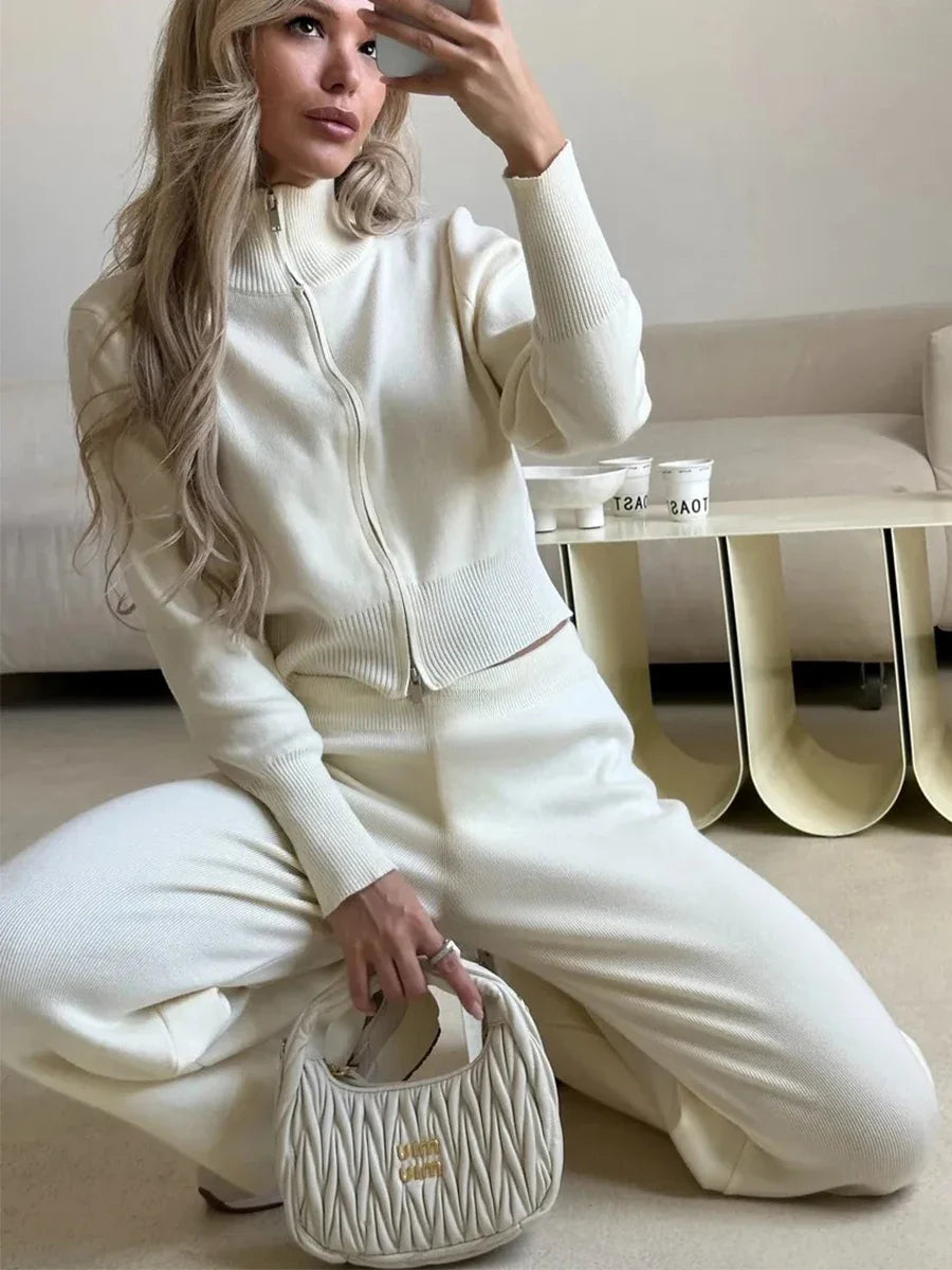 Color Block Knit Shorts Set