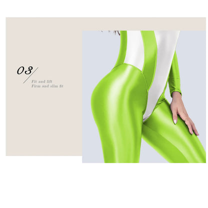 Glossy Patchwork Stretch Jumpsuit