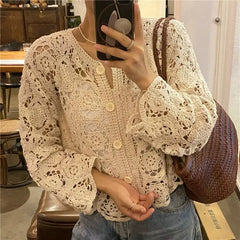 Hollow Knit Short Cardigan