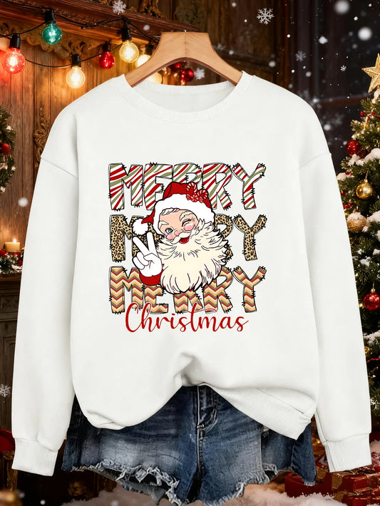 Santa Claus Print Christmas Sweatshirt