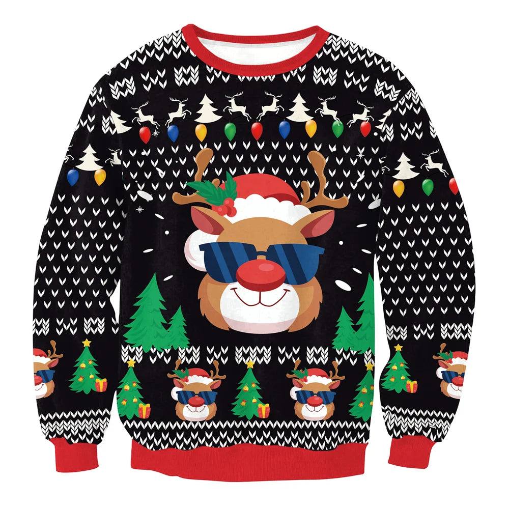 3D Reindeer Christmas Sweater