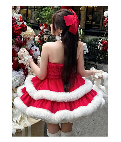 Red White Lolita Christmas Party Dress