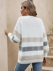 Plush Striped Wool Cardigan