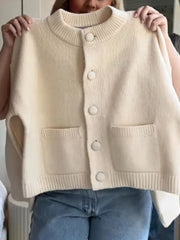 O-Neck Solid Knit Cardigan