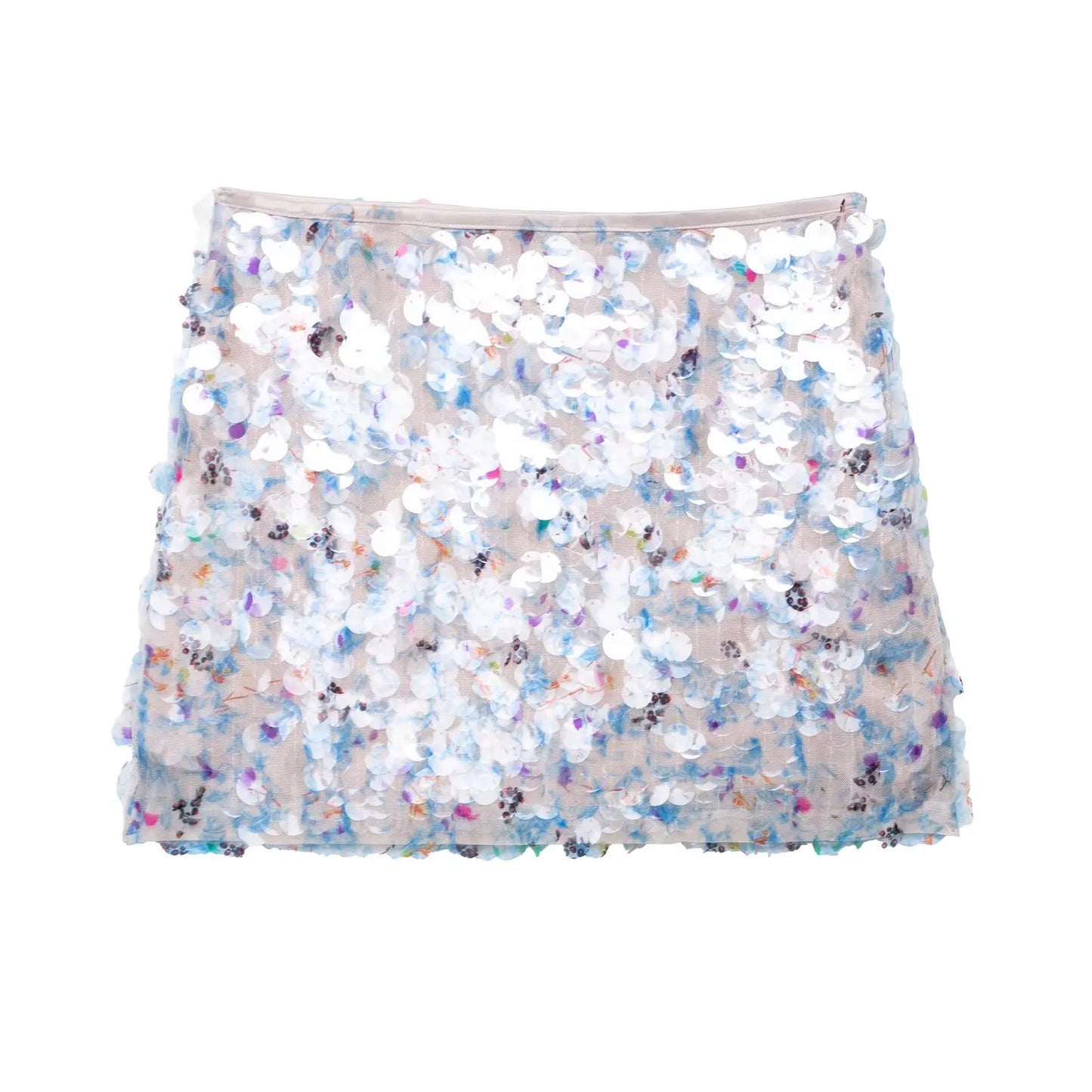 High Waist Sequin Mini Skirt