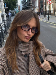 Checkered Turtleneck Coat