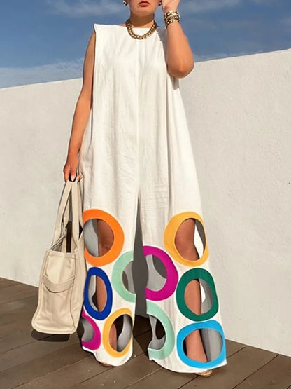 Rainbow Hollow Wide Leg Jumpsuit