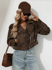 Faux Suede Cropped Jacket