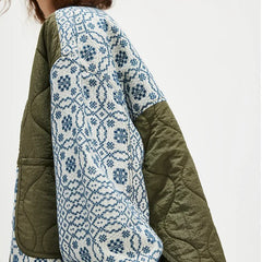 Floral Print O-neck Jacket