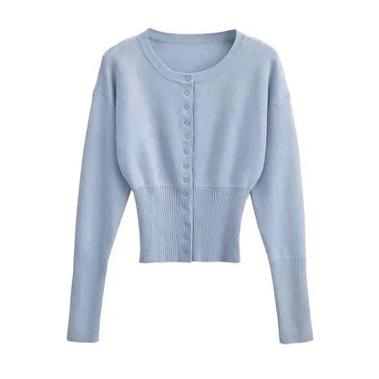 Round Neck Button Knit Cardigan