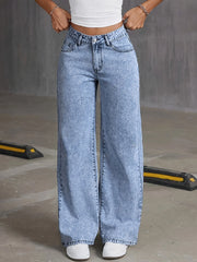Bow Embroidered Wide Leg Jeans